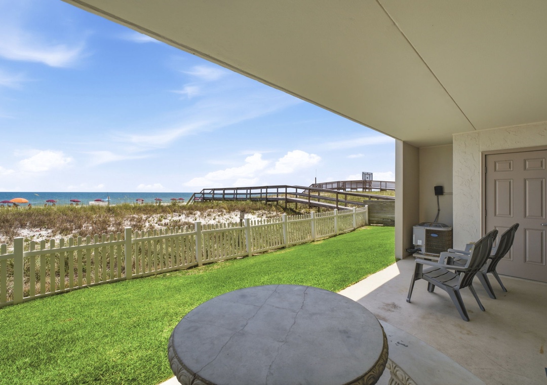 Ocean Breeze W 105- This ground floor private terrace makes it feel like you have an extended yard. Great location to enjoy the terrace and watch the kids play in the grass.