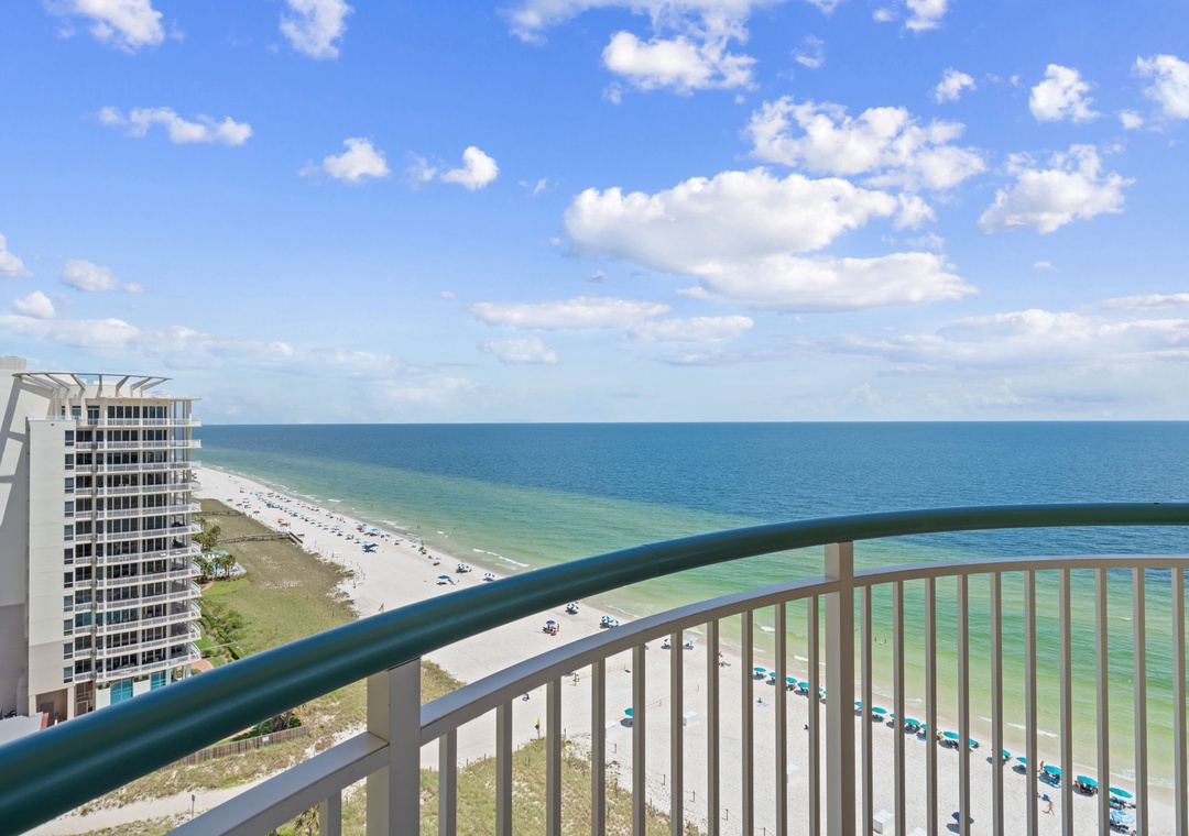 Beach Colony T15B- Stunning Gulf Coast panorama from your private balcony, where the turquoise waters meet white sands as far as the eye can see. Perfect for morning coffee or sunset cocktails.