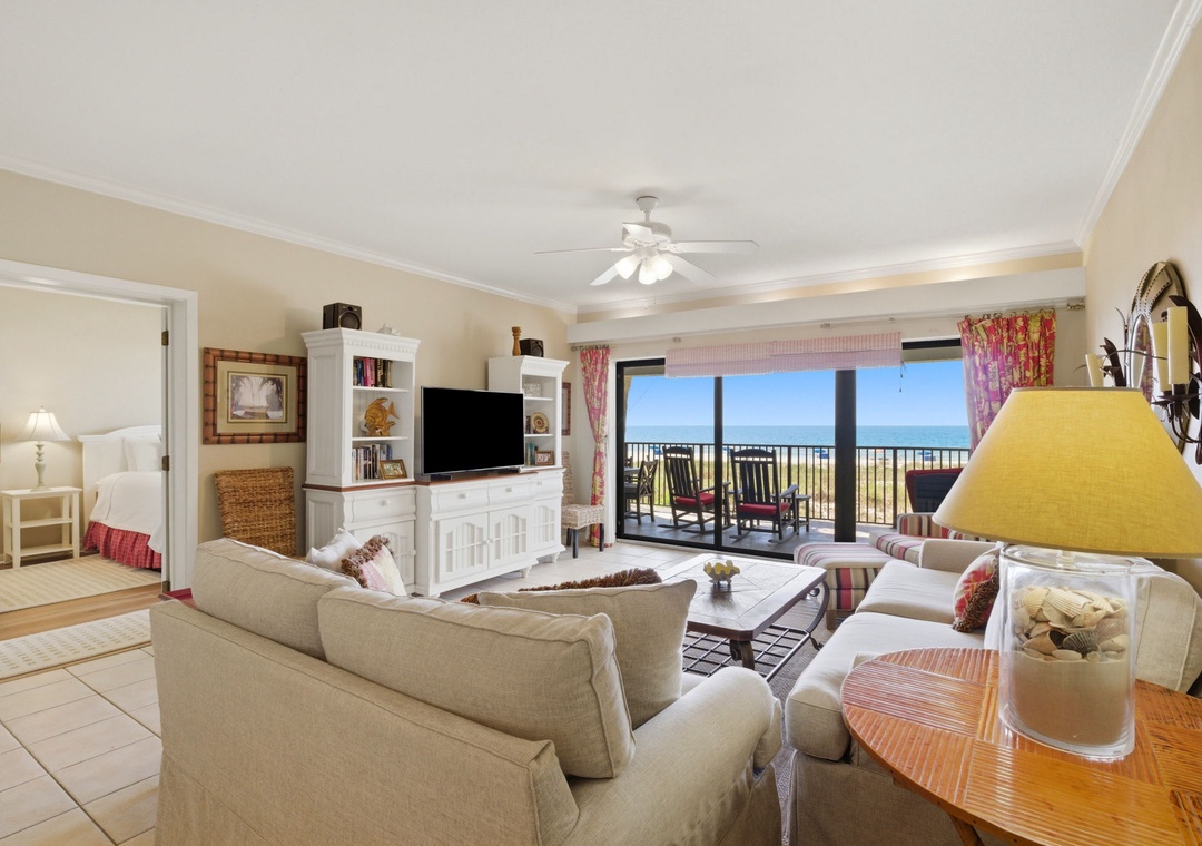 Shipwatch D204-Living Room, TV & Balcony View
