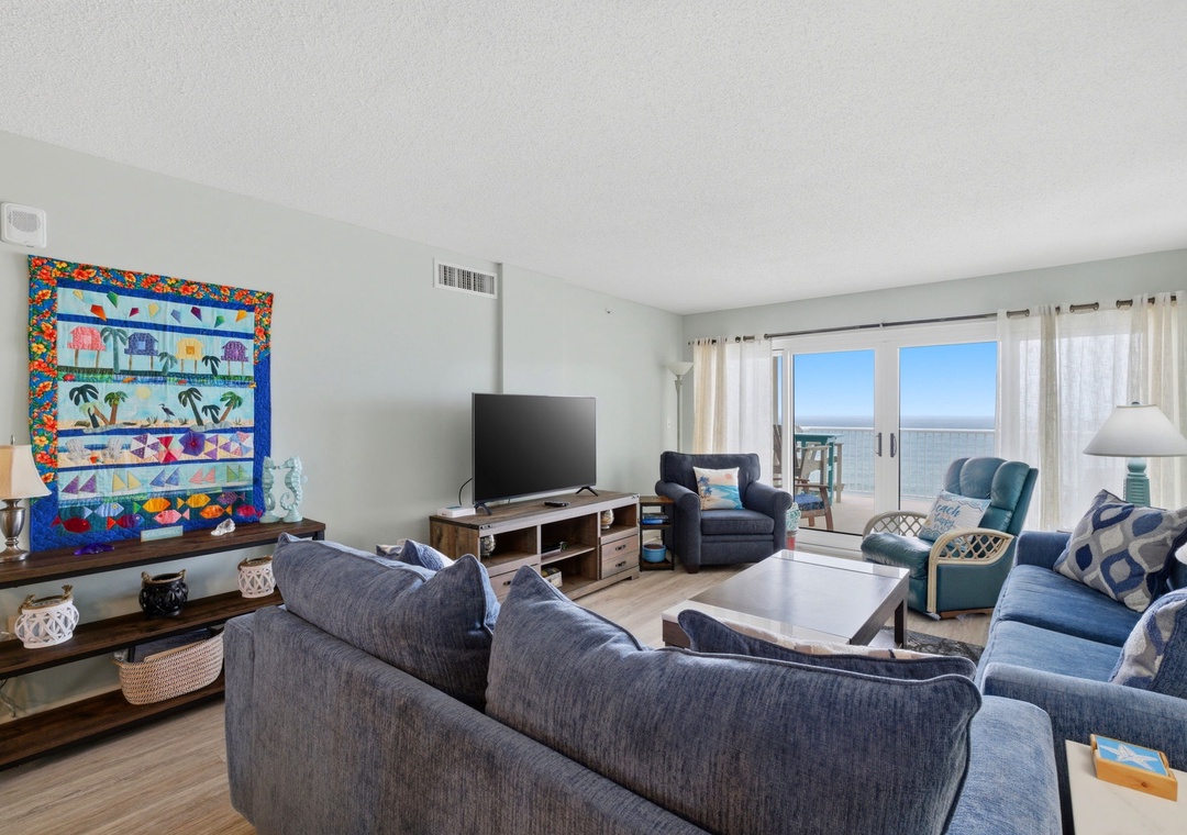 Sandy Key 817- Living Room, TV & Balcony View
