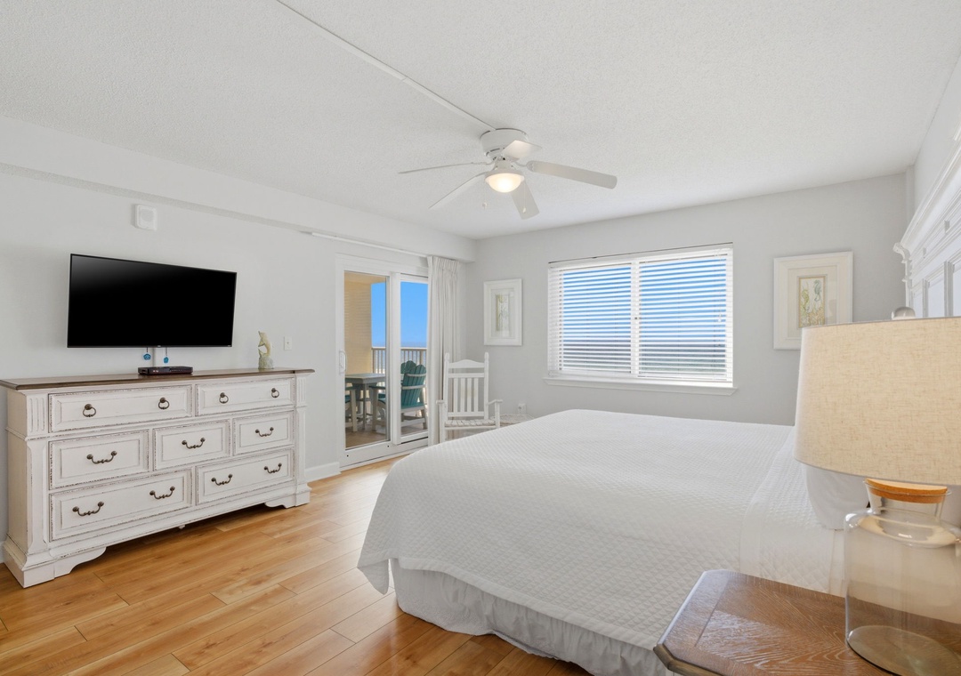 Sandy Key 318 Bedroom 1, TV & Balcony View