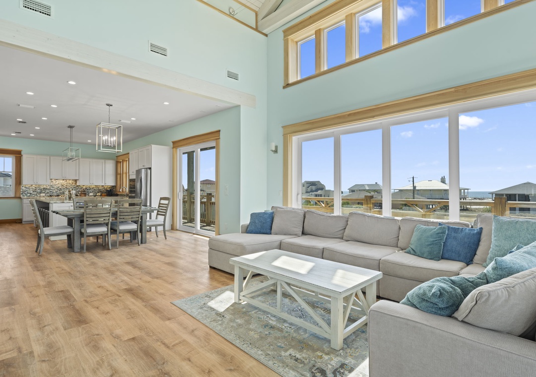 Casa de Madera Pensacola Beach - Main Floor Living Room and Dining Room