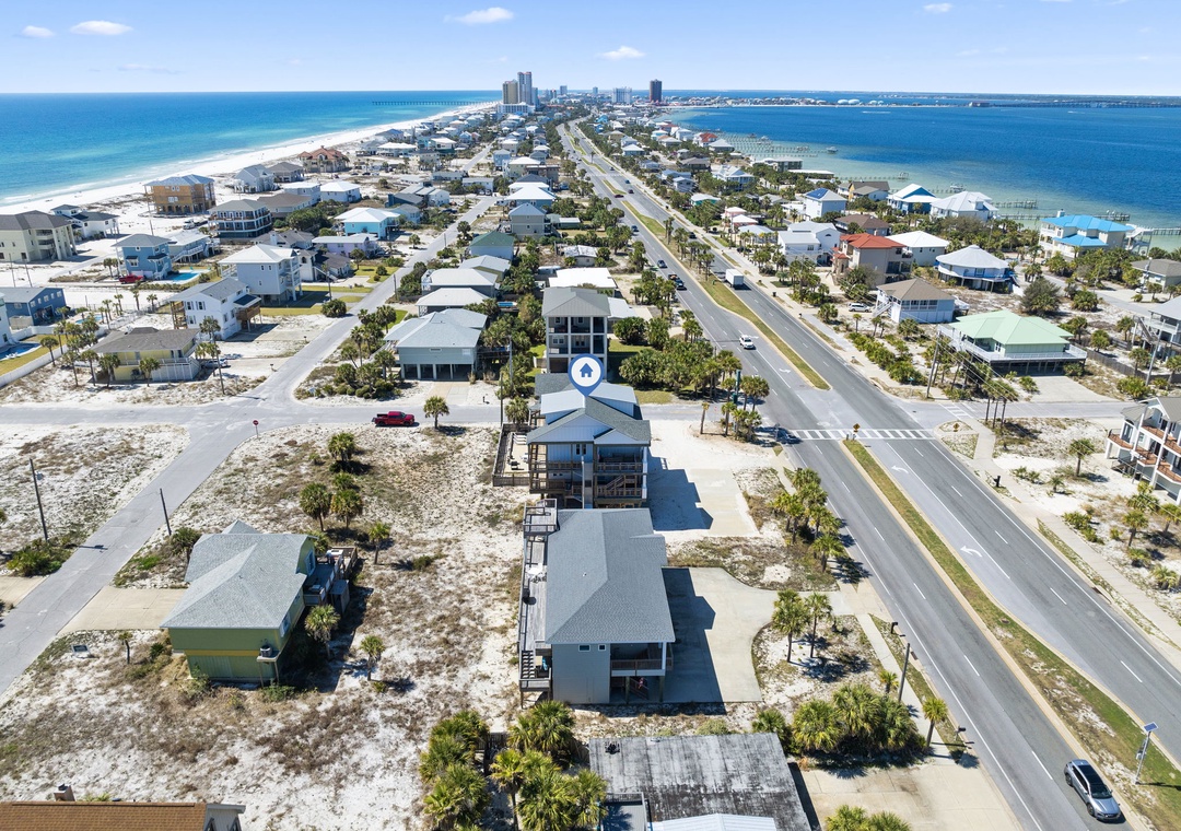 Casa de Madera Pensacola Beach Exterior Aerial Shot