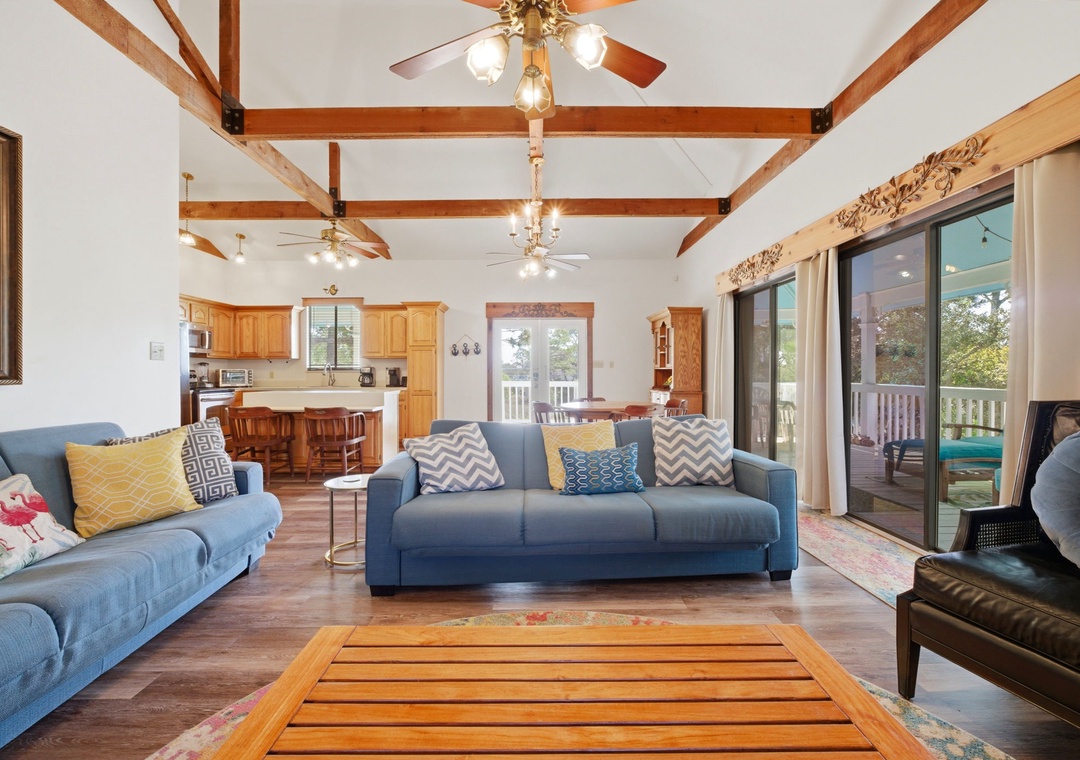 Caribbean Breezes- Living Room View to Kitchen & Dining Room