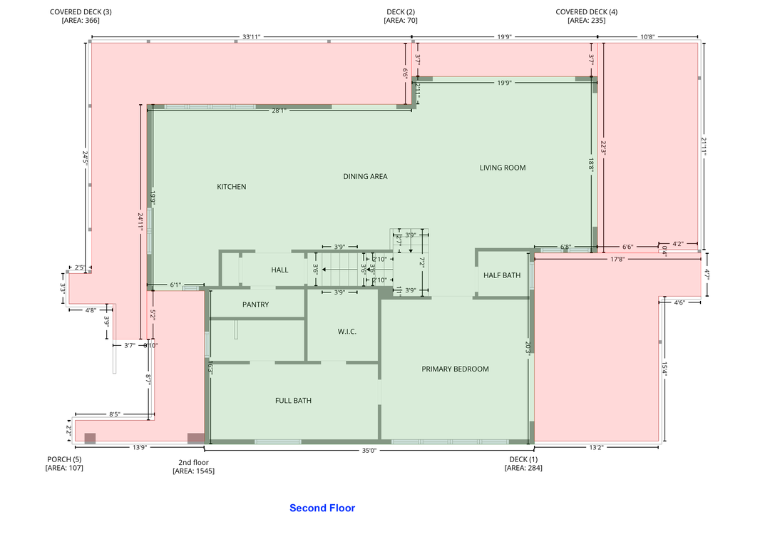 Casa de Madera Pensacola Beach- Second Floor Plan