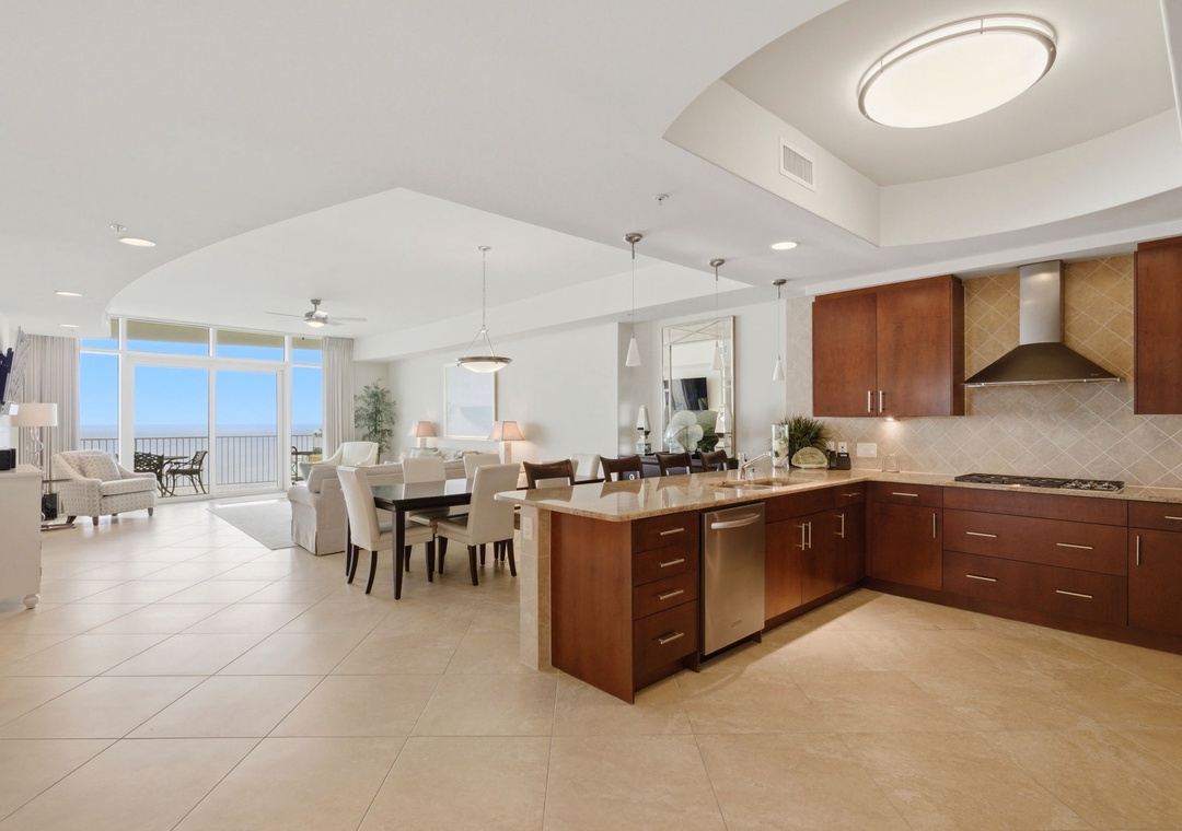 Turquoise Place 1108C- Kitchen View towards Balcony