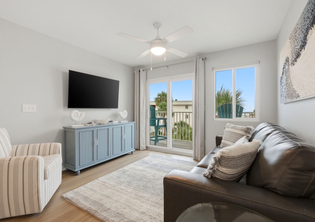 Gulf Shores Plantation 4309 - Living Room View towards TV & Balcony