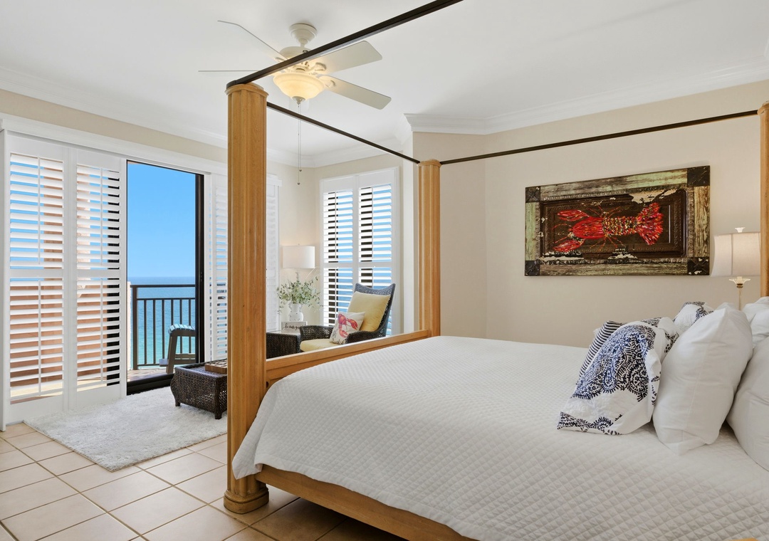 SeaChase 1104C0 Bedroom 1 & Sitting Area View to Balcony