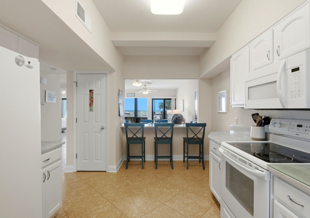 Palm Beach Club 119- View from Kitchen towards Bar Height Counter