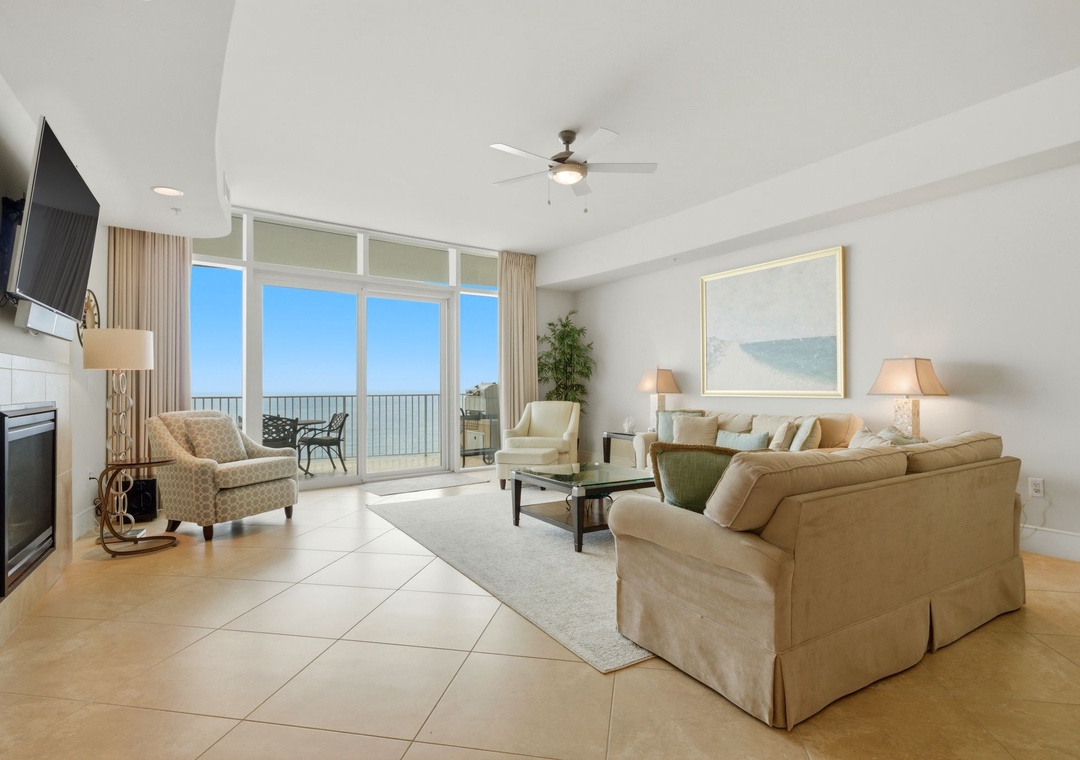 Turquoise Place 1108C- View of Balcony from Living Room