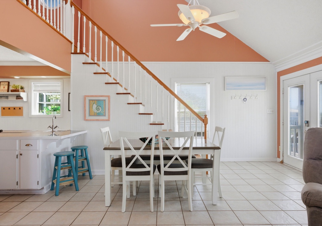 Dunestruck- Dining Room with Stairs to Loft