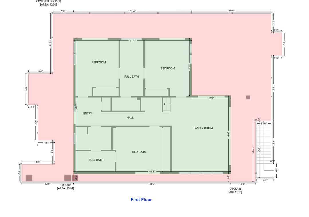 Casa de Madera Pensacola Beach- First Floor Plan
