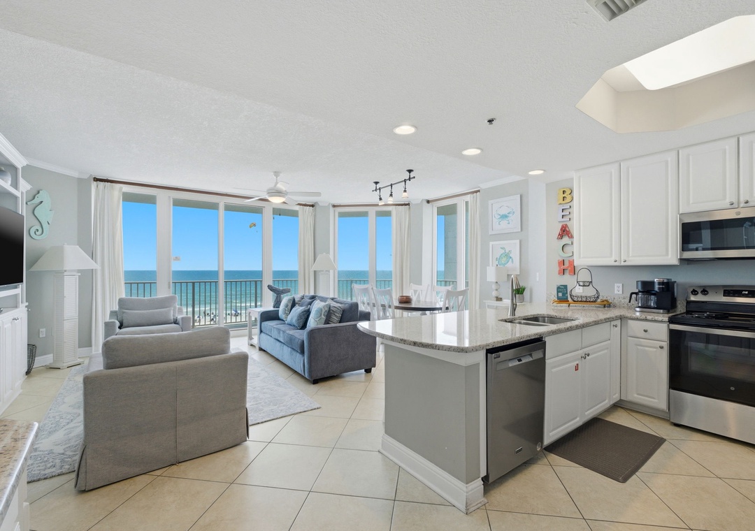 Lighthouse 418- Bright and breezy oceanfront living awaits—picture yourself enjoying morning coffee in this airy, open-concept space where every window frames stunning sea views.