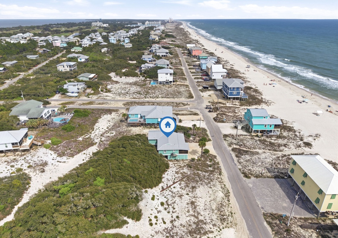 Seaswept- Aerial View of Property & Facing Gulf towards the East