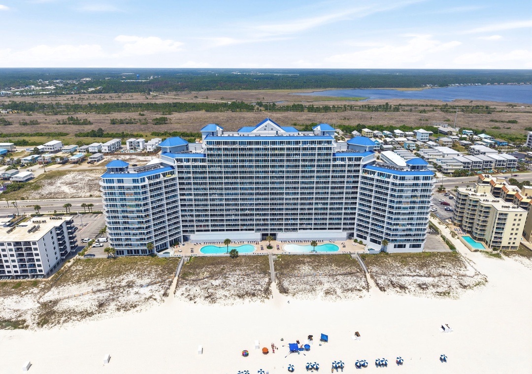 Lighthouse Condominiums View of the Backside & Exterior Pools