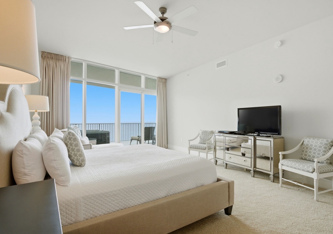 Turquoise Place 1108C- Bedroom 1, TV & Balcony View