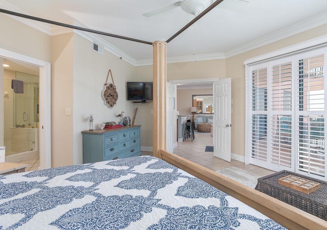 Seachase 1104C- Bedroom 1 View to TV, Balcony & Common