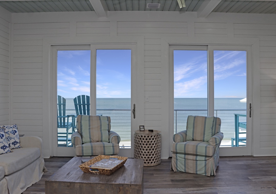 Living Room with Beach Front Deck