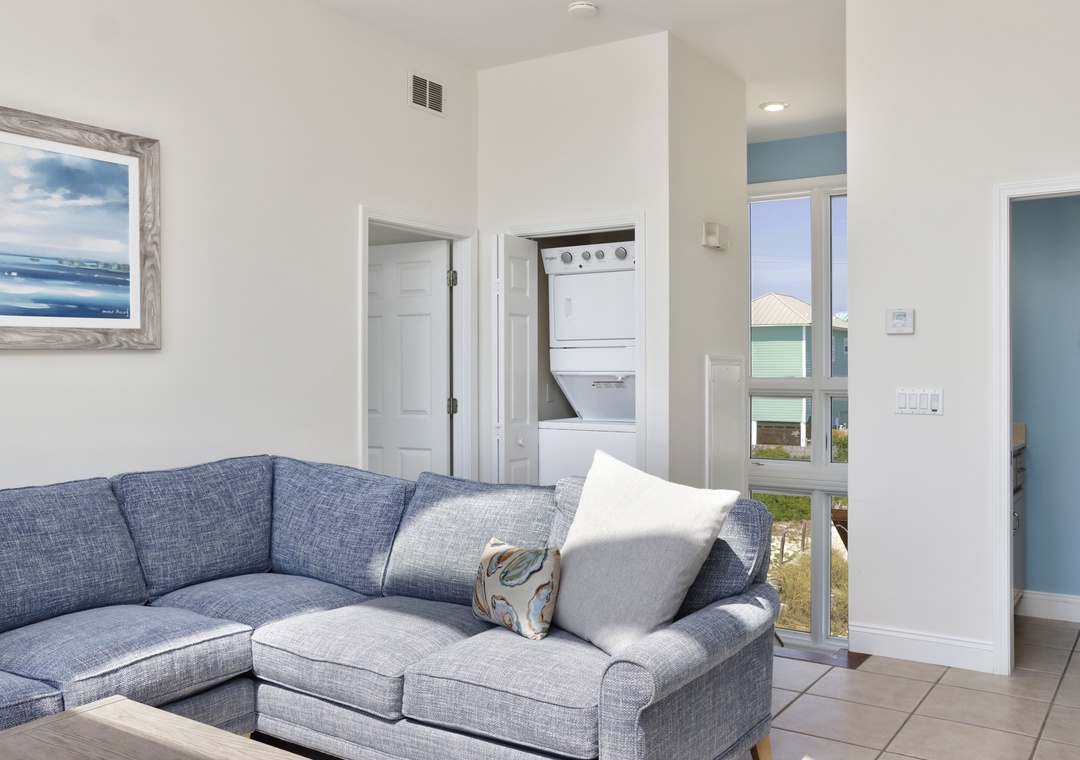 Living Room with Laundry Closet