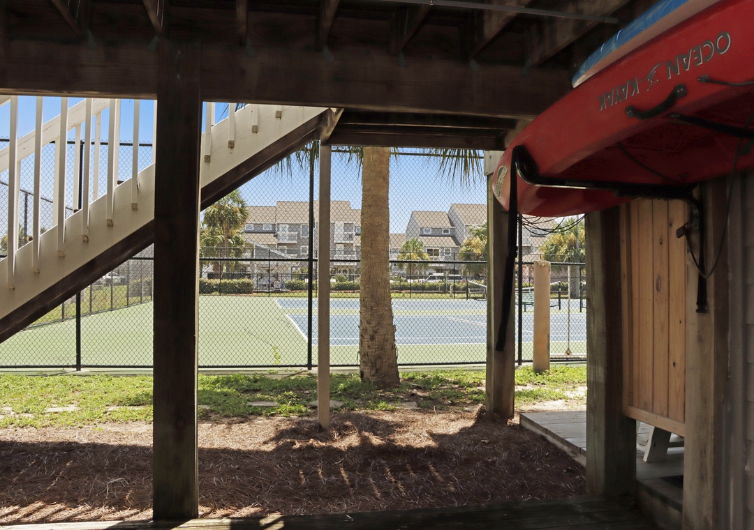 View of Tennis Courts from Under House