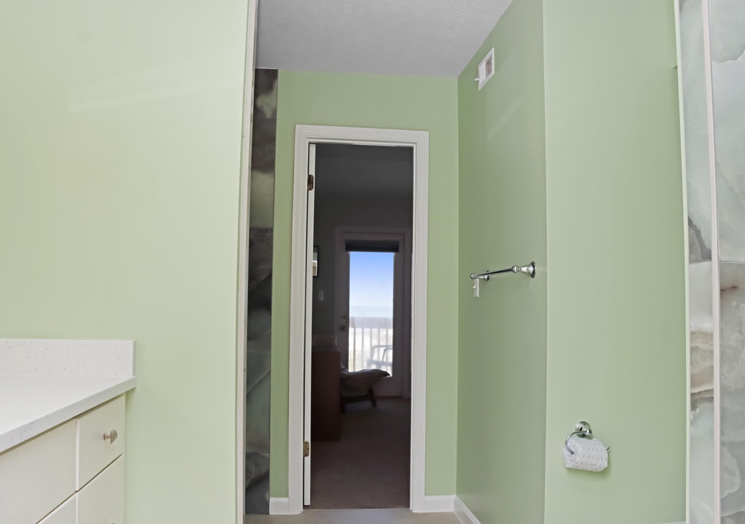 Shared Bathroom with Bedroom 1 View