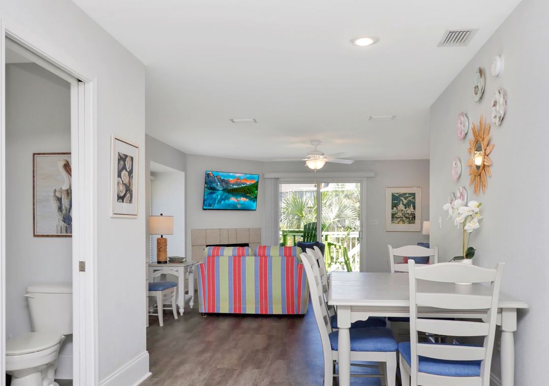 Dining and Living Area with Half Bathroom