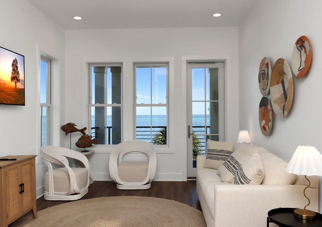 Bay Front Sitting Area with Sleeper Sofa