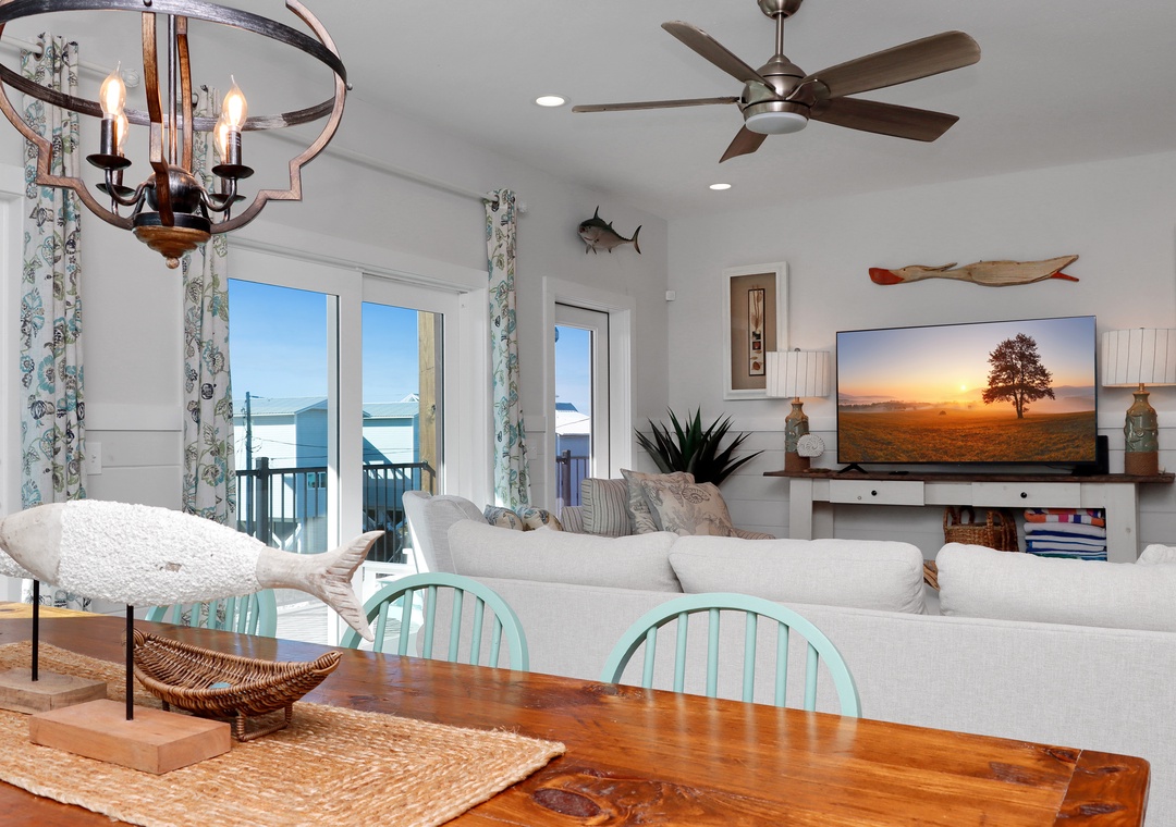 Dining Area and Living Room with Deck