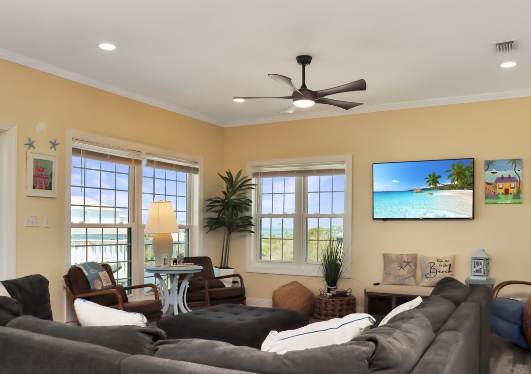 Living Room with Distant Bay View