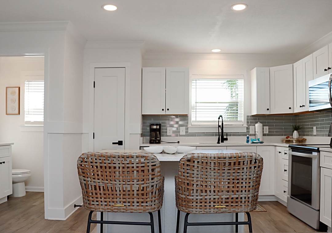 Kitchen and Half Bathroom