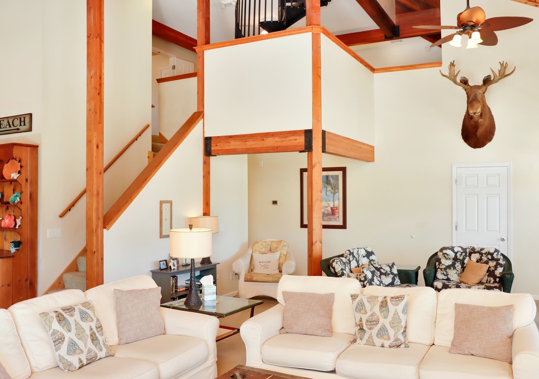 Living Room with Sitting Area and Upstairs Loft
