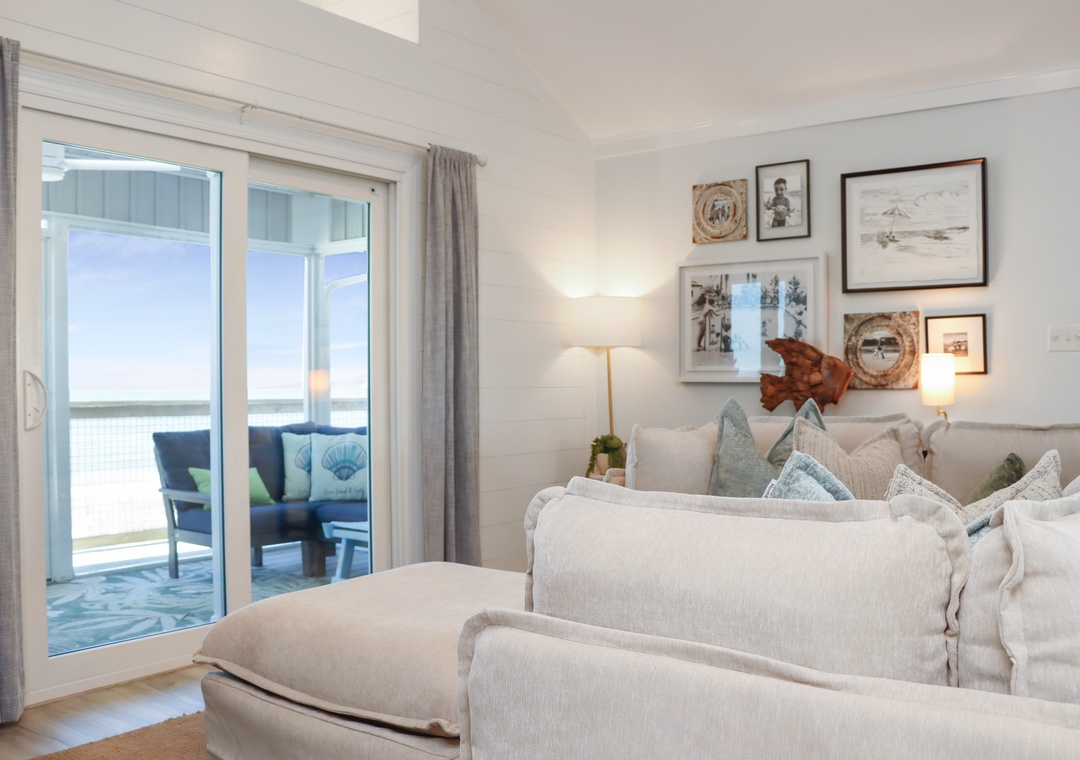 Living Room with Beach Front Screened Deck
