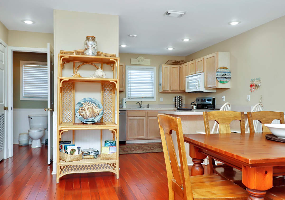 Dining Area, Kitchen and Half Bathroom
