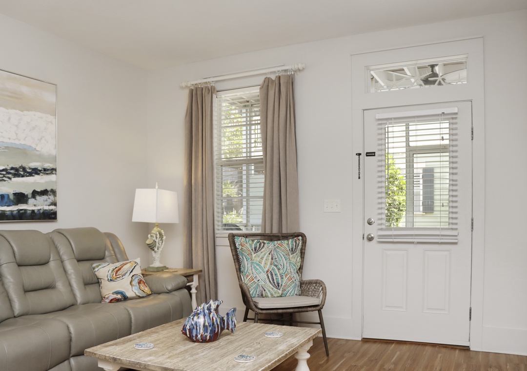 Living Room with View onto Screened Porch