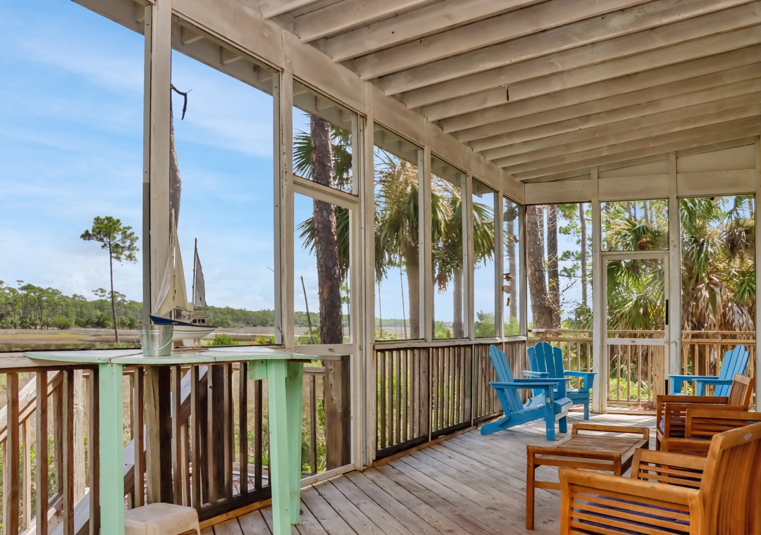 Screened Back Porch with Lagoon View