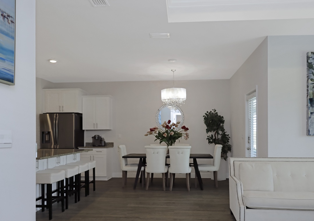 Living Room, Dining and Kitchen