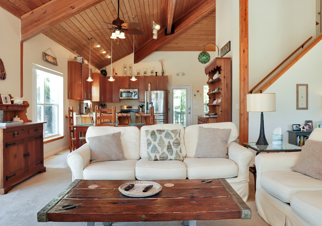 Living Room, Dining and Kitchen