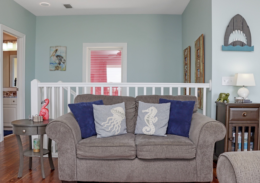 Living Room Seating and Full Bathroom