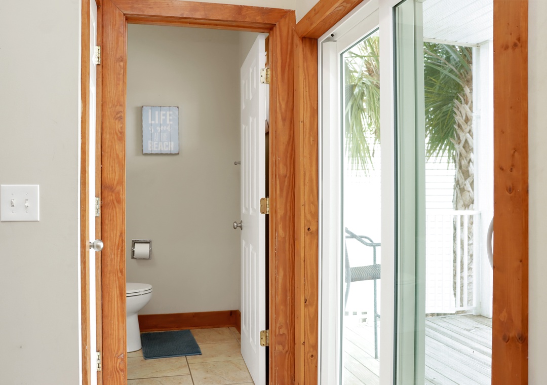 Half Bathroom and Covered Deck