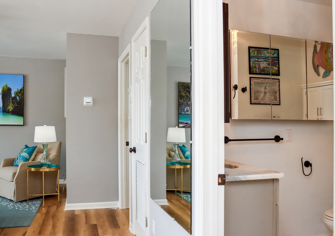 Full Bathroom and Living Area