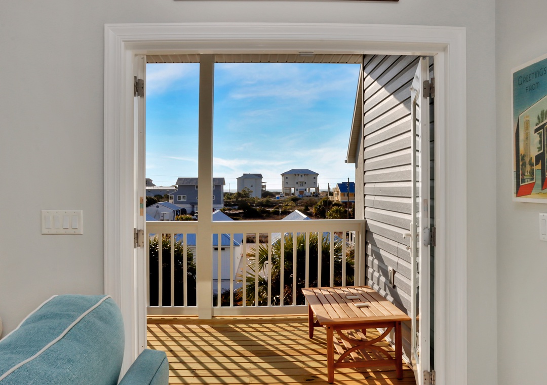 Living Room View onto Covered Deck