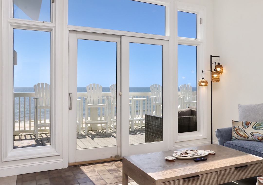 Living Room with Beach Front Deck