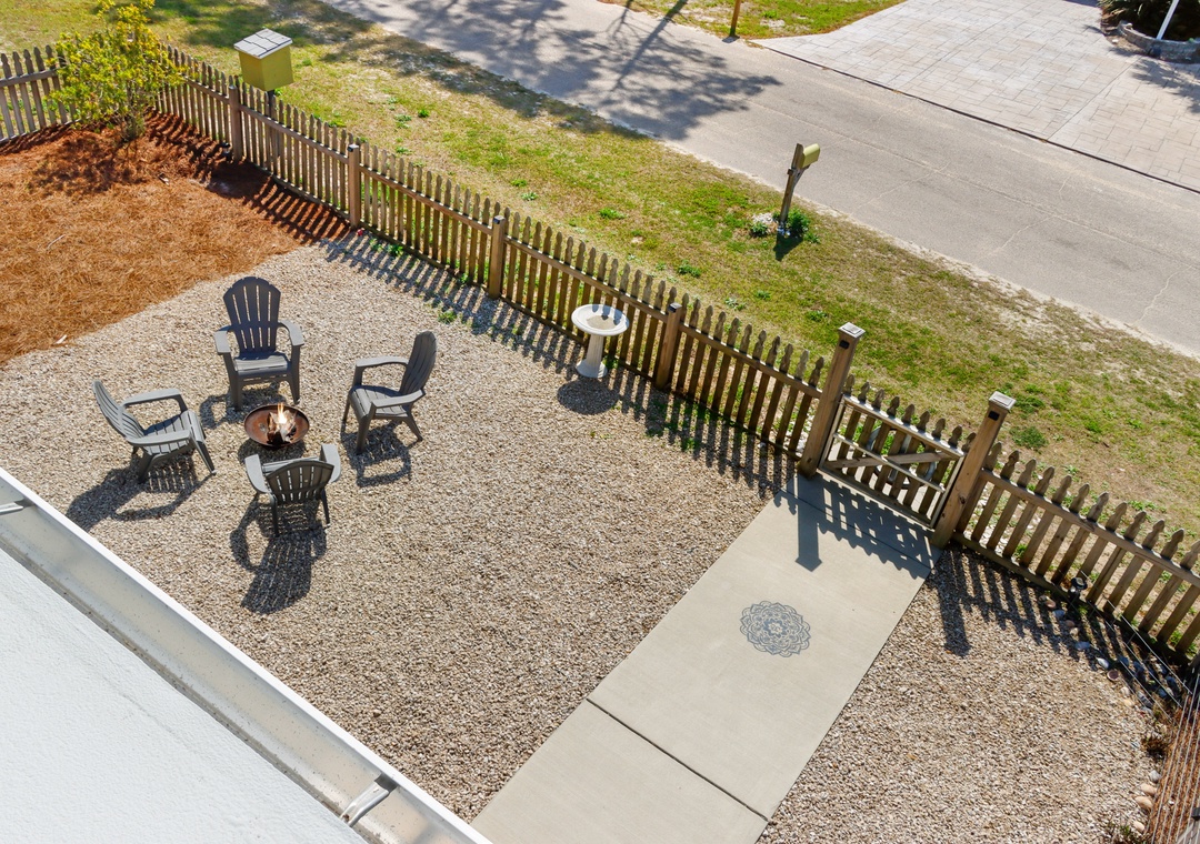 View of Fire Pit in Fenced Yard