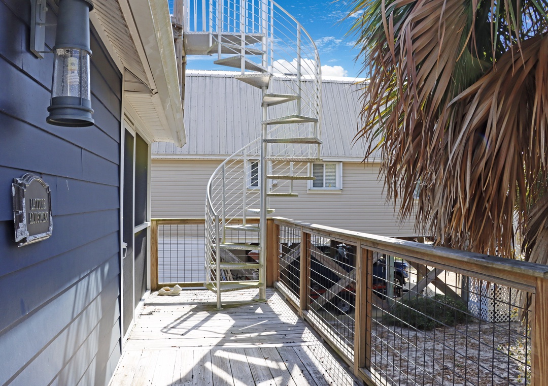 Spiral Staircase to Rooftop Deck