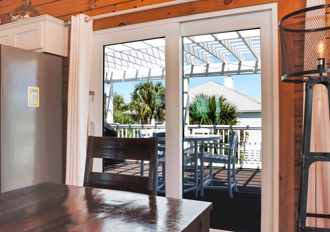 Dining Area View onto Pergola Deck