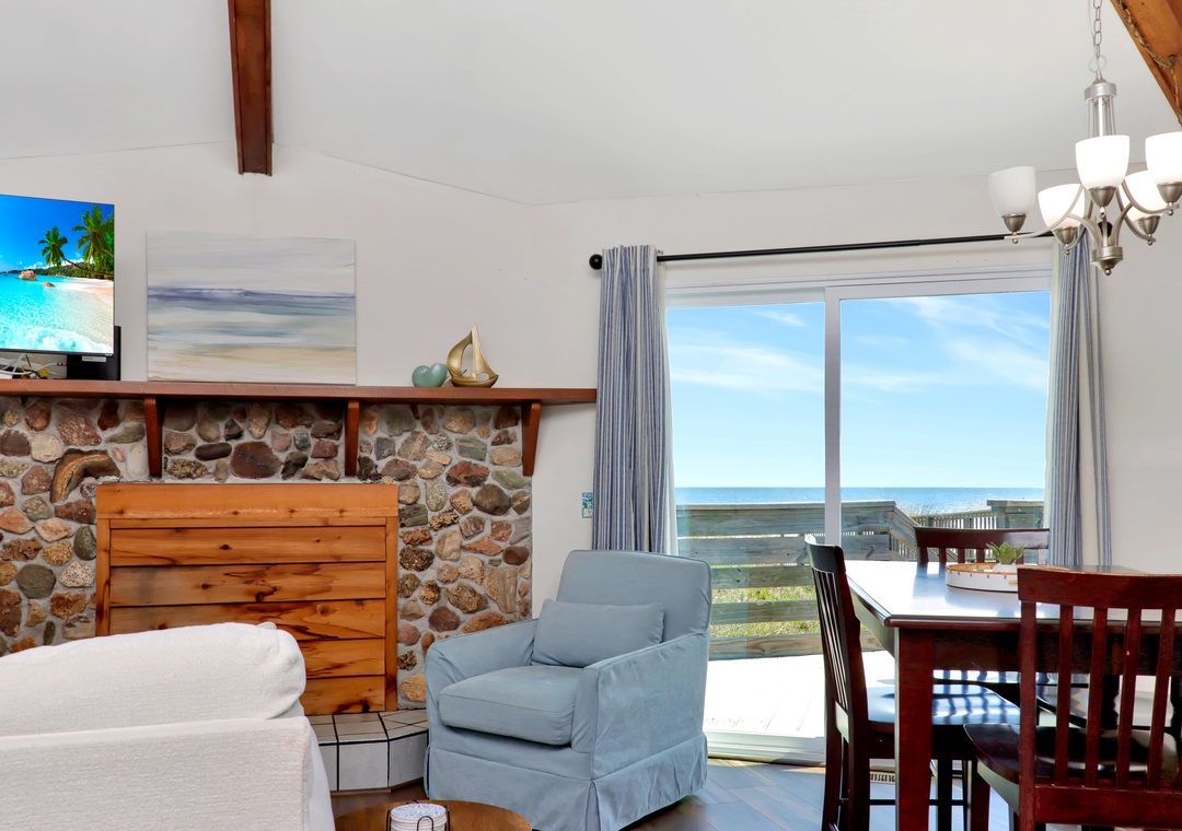Beach View Living Room and Dining Area