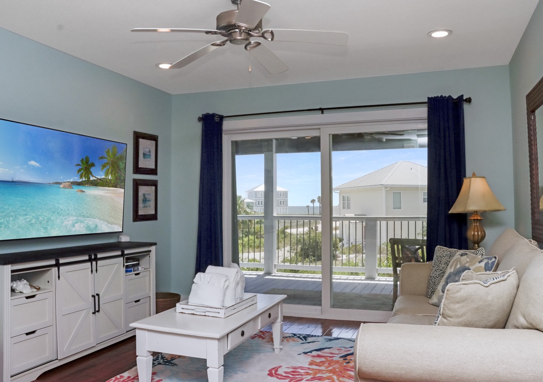 First Floor Living Area with Beach View Deck