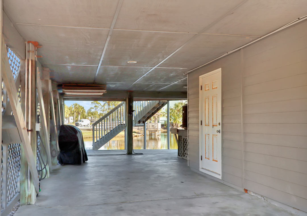 Parking Under House and Outdoor Shower