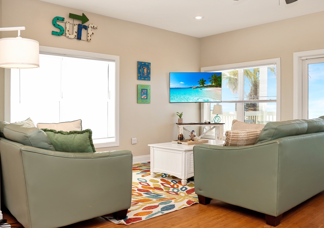 Beach Front Living Room with TV