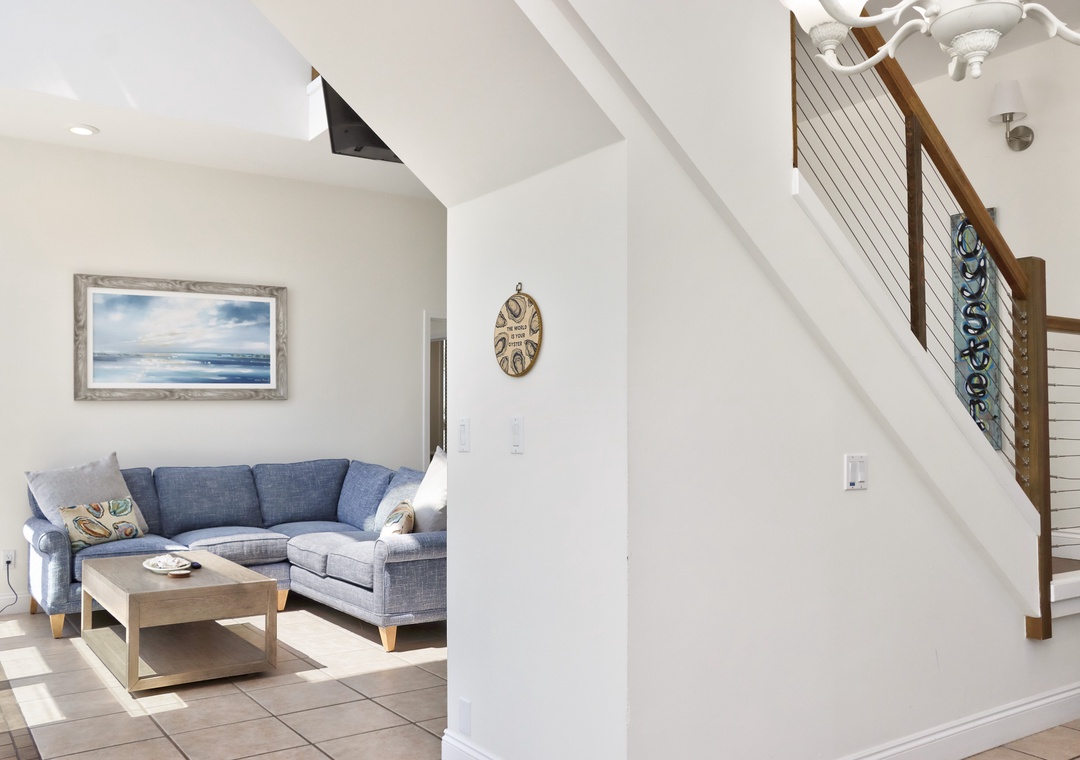 Living Room and Stairs to Top Floor